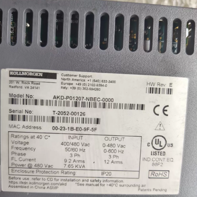 Precision Servo Drive Kollmorgen AKD-P01207-NBEC-0000 T-2052-00126 for Industry