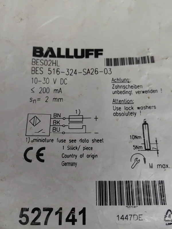 Industrial Proximity Sensor Balluff BES02HL BES516-324-SA26-03 1 Industrial Proximity Sensor Balluff BES02HL BES516-324-SA26-03