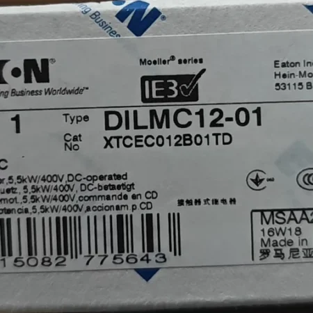 Industrial Contactor EATON/伊顿 DILMC12-01 XTCEC012B01 for Motor Control