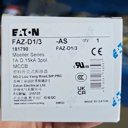Miniature Circuit Breaker EATON FAZ-D1/3-AS 181790 3-Pole