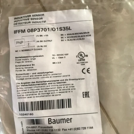 Baumer IFFM 08P3701/O1S36L Inductive Proximity Sensor