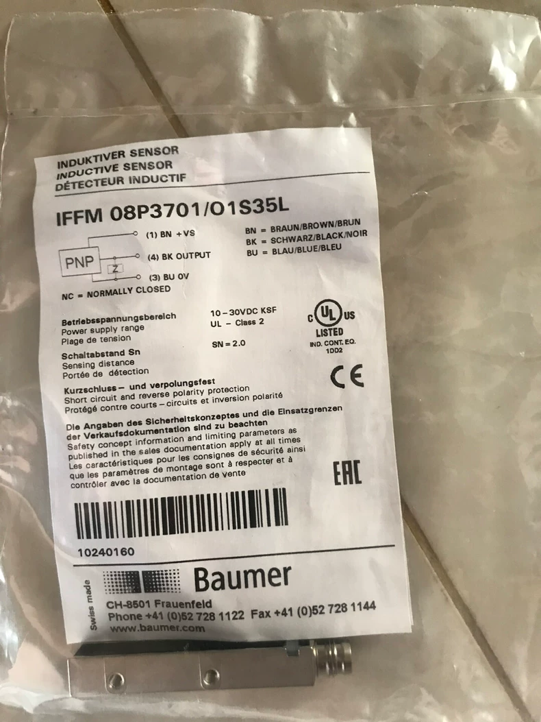 Baumer IFFM 08P3701/O1S36L Inductive Proximity Sensor 1 Baumer IFFM 08P3701/O1S36L Inductive Proximity Sensor