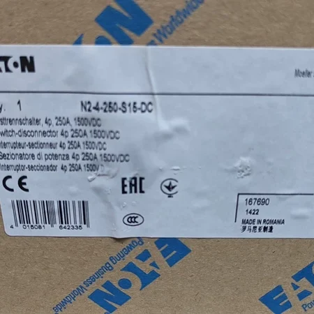 Molded Case Circuit Breaker EATON N2-4-250-S15-DC4 600V