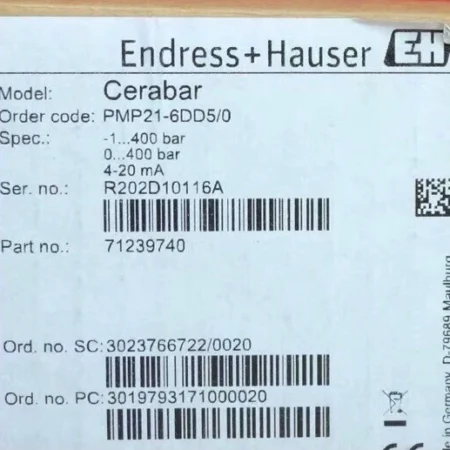Monitor Critical Processes with Endress+Hauser PMP21-6DD5/0 Sensor
