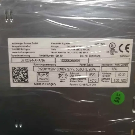 Precision Servo Drive KOLLMORGEN S71202-NANANA 1000029896 for Industrial Motion