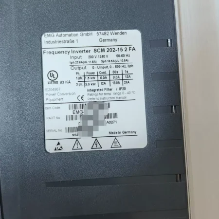 EMG SCM402-15 2FA Advanced Frequency Conversion