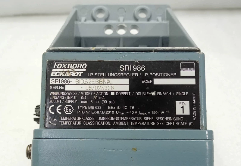Industrial Process Control Foxboro SRI986-BIDS2EBBNA Positioner 2 Industrial Process Control Foxboro SRI986-BIDS2EBBNA Positioner - Image 2