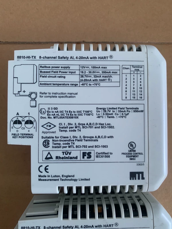GE 8810-HI-TX Safety Barrier Analog Input Module for Control 2 GE 8810-HI-TX Safety Barrier Analog Input Module for Control - Image 2