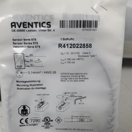 Aventics R412022858 Sensor for Pneumatic Automation