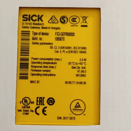 Safety Relay SICK F3X-GEPR0000 1069070 for Industrial Use