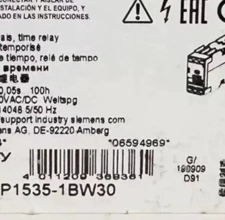SIEMENS 3RP1535-1BW30 Time Relay for Industrial Use