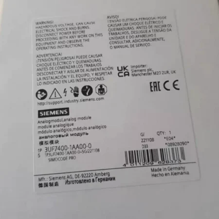Analog Input Module SIEMENS 3UF7400-1AA00-0 for Control