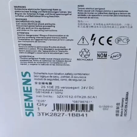 SIEMENS 3TK2827-1BB41 Safety Relay for Machine Protection