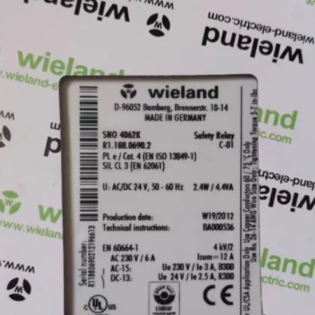 Safety Relay Wieland SNO 4062K-A for Emergency Stops