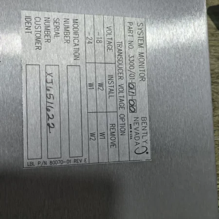 BENTLY NEVADA 3300/01-01-00 System Monitor Board Module