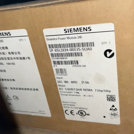 Siemens 6SL3224-0BE25-5UA0 Conveyor Motor Drive Control