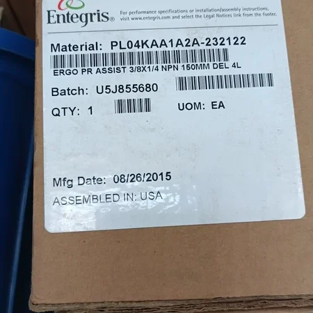 Entegris PL04KAA1A2A-232122 Pneumatic Fitting for Cleanrooms
