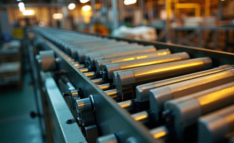 Polyurethane timing belt on aluminum pulleys in a conveyor drive system