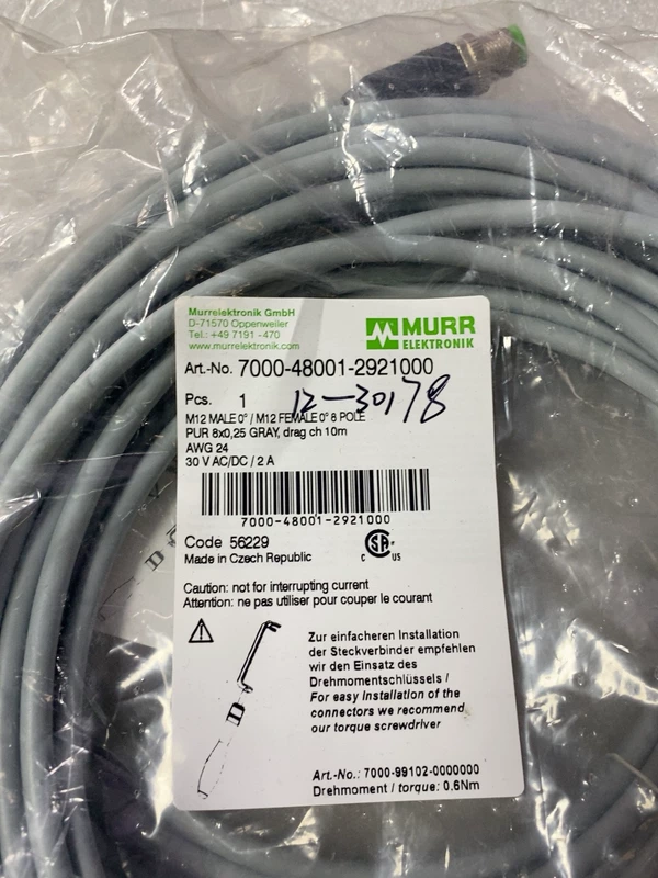 MURR 7000-48001-2921000 M12 Pre-Assembled Cable 2 MURR 7000-48001-2921000 M12 Pre-Assembled Cable - Image 2