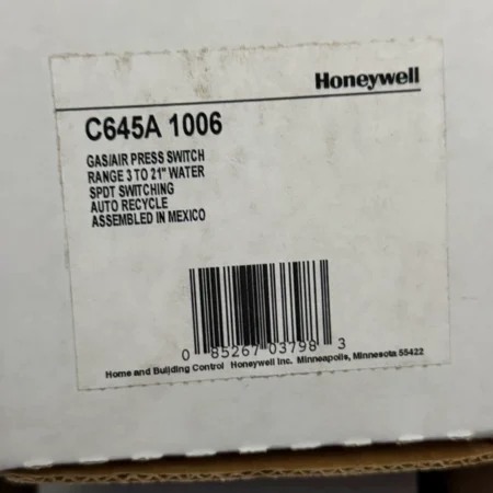 HVAC Boiler Safety Honeywell C645A 1006 Air Pressure Switch