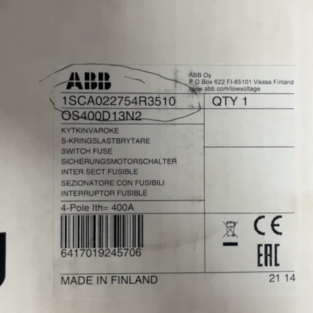 Industrial Motor Isolation ABB OS400D13N2  1SCA022754R3510