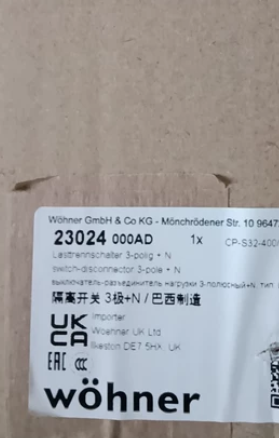 Wohner 23024 000AD Disconnect Switch for Motor Control