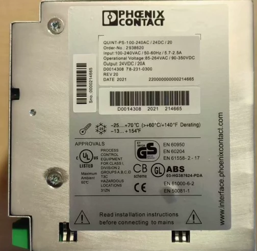 DIN Rail PSU Phoenix Contact QUINT-PS-100-240AC/24DC/20 2938620 2 DIN Rail PSU Phoenix Contact QUINT-PS-100-240AC/24DC/20 2938620 - Image 2
