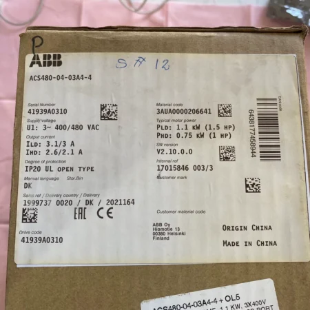 ABB ACS480-04-03A4-4 Variable Frequency Drive 3.4A
