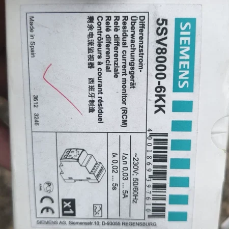 SIEMENS 5SV8000-6KK Residual Current Monitor 30mA