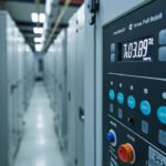 ABB power factor correction controller with capacitor bank in electrical distribution room